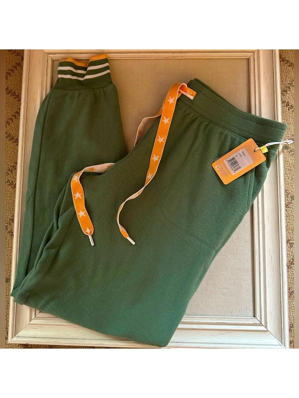 P.J. Salvage jade green soft cotton joggers w star ribbon NWT M